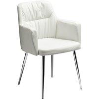 Orsina White Leather Effect Chair with Chrome Legs, High Quality Chair, Accent Chair, Borg Chair