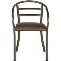 Orsina Industrial Design Armchair With Curved Backrest, Durable Comfortable Foundry Chair For Outdoor Sitting in Brown