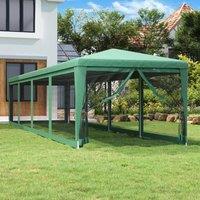 Berkfield Home Party Tent with 10 Mesh Sidewalls Green 3x12 m HDPE