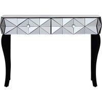 Orsina Luxe Smoke Glass Console Table, Spacious Modern Table, Sleek Console Table With Sturdy Curved Wooden Legs in Silver