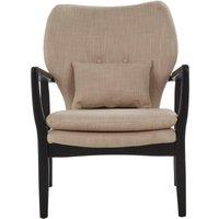 Orsina Mid-Century Beige Chair With Black Wooden Frame, Comfortable Lounge Chair, Winged Back Design Outdoor Chair in Light Brown