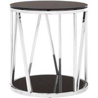 Orsina Modern Round Chrome Finish Side Table, Durable Side Table For Livingroom, Tempered Glass Modern Side Table in Silver