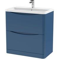 Balterley Floor Standing 2 Drawer Vanity Basin Unit Polymarble Basin Blue 800mm