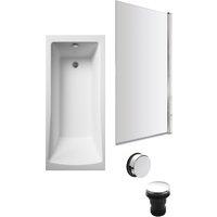 Balterley Square 1700x700 Bath Set - Leg Set, Chrome Screen & Chrome Waste in White