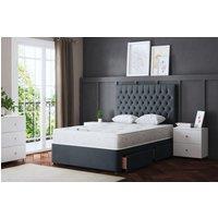 DS Living Seraphine Steel Divan Bed with Headboard in Grey | Size: Super King