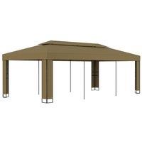 Berkfield Home Gazebo with Double Roof 3x6 m Taupe 180 g/m in Beige