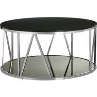 Orsina Elegant Round Rose Gold Finish Coffee Table, Modern Decorative Coffee Table, Durable Modern Coffee Table in Silver