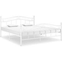 Bed Frame White Metal 180x200 cm Super King