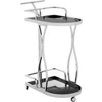 Orsina Durable 2 Tier Silver Wavy Design Trolley, Elegant Drinks Trolley, Steel Constructed Island Trolley