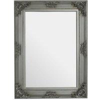 Orsina Baroque Rectangle Gold Wall Mirror, Decorative Wooden Frame Mirror For Console Table, Antique Floral Mirror in Silver