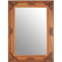 Orsina Baroque Rectangle Gold Wall Mirror, Decorative Wooden Frame Mirror For Console Table, Antique Floral Mirror