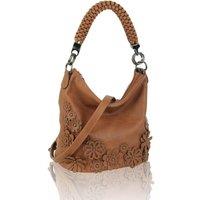 Fontanella Fashion Women's Trous Flower PU Leather Shoulder Bag with Braided Handle in Brown