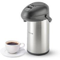 Royalford Insulated Tea Urn Airpot Coffee Flask Pump Action Drinks Dispenser in Silver | Size: 3L