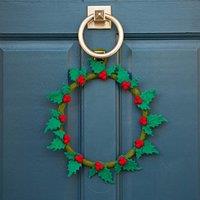 Paper High Felt Holly Christmas Wreath in Green
