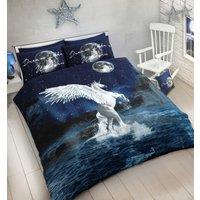 Velosso Dream Like A Unicorn Cotton Rich Printed Duvet Cover & Pillowcase Set in Pink | Size: King