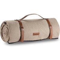 VonShef Large Herringbone Design Outdoor Picnic Blanket in Beige | Size: XL
