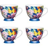 KitchenCraft Set of 4 China Blue Butterfly Mugs