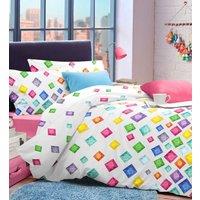 Velosso Jewels White Cotton Rich Printed Duvet Cover & Pillowcase Set | Size: Double