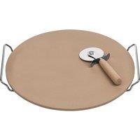 Orsina Functional Design Pizza Stone & Cutter Set, Small Ceramic Pizza Stone For Crispy Base, Durable Pizza in Natural