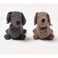 Homescapes Dog Door Stop - Set of 2 - Animal Door Stops in Brown