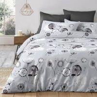 Velosso Dandelion Cotton Rich Printed Duvet Cover & Pillowcase Set in Grey | Size: Double