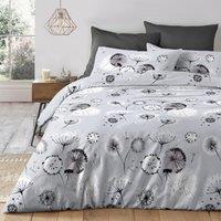 Velosso Dandelion Cotton Rich Printed Duvet Cover & Pillowcase Set in Grey | Size: King