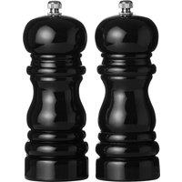 Orsina Black Hi Gloss Salt & Pepper Set, Durable 14cm Wooden Mills for Kitchen, Ergonomic Design