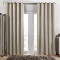 OHS Pair of Thermal Ready Made Eyelet Blackout Curtains in Stone | Size: 117 cm width x 183 cm drop