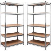 Samuel Alexander Set of 2 0.9m x 1.8m 5 Tier Heavy Duty Metal Shelving Storage Racking Unit in Silver