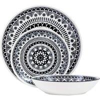 Orsina 12 Piece Black & White Dinner Set, Bold Abstract Design White & Black Dinner Set, 12 Pc Dinnerware Set