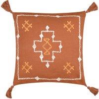 Yard Durdle 100% Cotton Embroidered Tasselled Cushion in Burnt Orange | Size: 45 cm x 45 cm