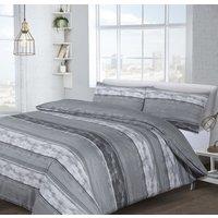 Velosso Brooklyn Stripe Cotton Rich Printed Duvet Cover & Pillowcase Set in Grey | Size: King