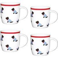 KitchenCraft Set of 4 China Sitting Westies Mugs in White