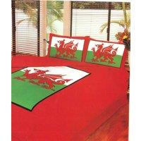 Velosso Welsh Dragon Cotton Rich Printed Duvet Cover & Pillowcase Set in Red | Size: Single