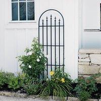 Primrose French Arch Metal Trellis with Finials in Black 203cm