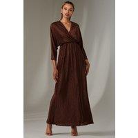 Jolie Moi Women's Ruffle Hem Chiffon Midi Dress in Chocolate | Size: 12