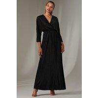 Jolie Moi Women's Ruffle Hem Chiffon Midi Dress in Black | Size: 10