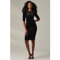 Jolie Moi Women's Metallic Spot Velvet Midi Dress in Black | Size: 16