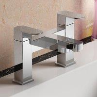 Nes Home Kevon Cloakroom Basin Mono & Bath Filler Mixer Tap Set Chrome in Silver