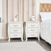Melody Maison Pair Of 3 Drawer Bedside Tables - Elizabeth Ivory Range in Off-White