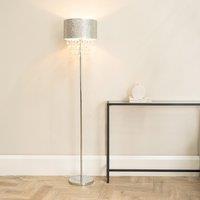ValueLights Bonita Silver Glitter Droplet Shade Floor Lamp with LED Bulb