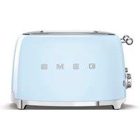 Smeg 4 Slice Toaster Wide Slot TSF03PBUK Retro 50s Style S/Steel in Pastel Blue in Light Green | Size: A