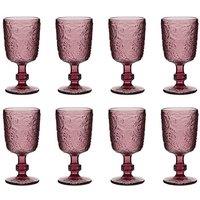 Dibor Set of 8 Luxury Spring Summer Bright Pink Drinking Glass Wine Goblets Wedding Gift 300ml | Size: 8 Pack