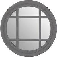 Orsina Hawthorne Flat Wood Round Grey Wall Mirror