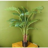 Leaf 110cm Large Artificial Areca Palm Tree Potted in Black Pot in Green