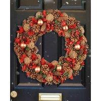 Dibor Giant Canterbury Xmas Decor Front Door Wreath Christmas Wreath 50cm in Red