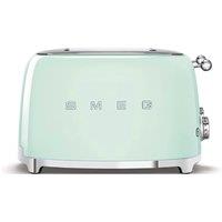 Smeg 4 Slice Toaster Pastel Green Stainless Steel Wide Slot TSF03PGUK 50's Retro in Pale Blue | Size: A
