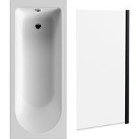 Balterley Round Single Ended 1700x700 Bath Set - Leg Set & Black Screen in White