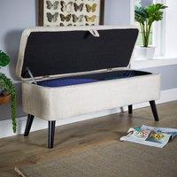 Home Source Ottoman Box Velvet Fabric Hidden Storage Wooden Legs Home Living in Grey