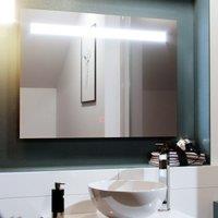 Nes Home 800x600mm LED Bathroom Mirror with Anti-fog Function, Touch Sensor Switch, Cool White Lighting Vertical & Horizontal in Silver